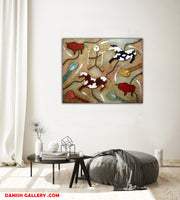 Cavalli e bisonti - a tribut to cave painting (100x80cm)