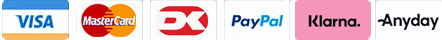 Visa, Mastercard, Dankort, PayPal, Klarna, Anyday