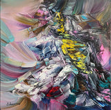 Sounds of Happiness (50x50cm) - Danish Gallery - Moderne, abstrakte malerier. Online galleri med original, unik kunst til din bolig. 