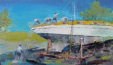 A day at the dock (70x40cm) - Danish Gallery - Moderne, abstrakte malerier. Online galleri med original, unik kunst til din bolig. 
