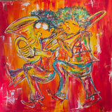 Tuba and drag trombone (100x100cm)