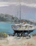 Marina in motion (40x50cm) - Danish Gallery - Moderne, abstrakte malerier. Online galleri med original, unik kunst til din bolig. 