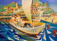 Three ladies in a boat (80x60cm)