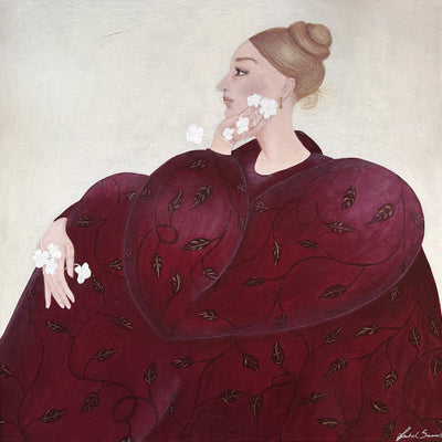 At dinner with the bordeaux lady (60x60cm)